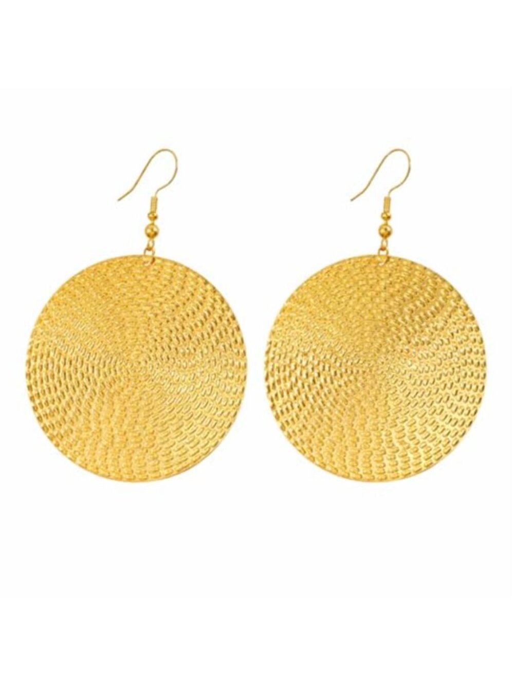 Gold Statement Disc Drop Earrings